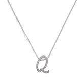 Colleen Lopez Sterling Silver  Clear Diamond "Q" initial Necklace, 16"